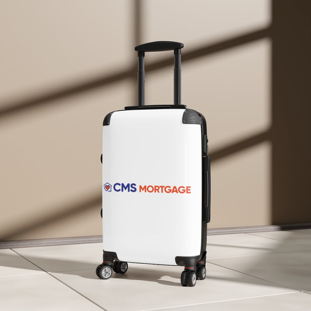 Cabin Suitcase | Simple White With CMS Mortgage Logo