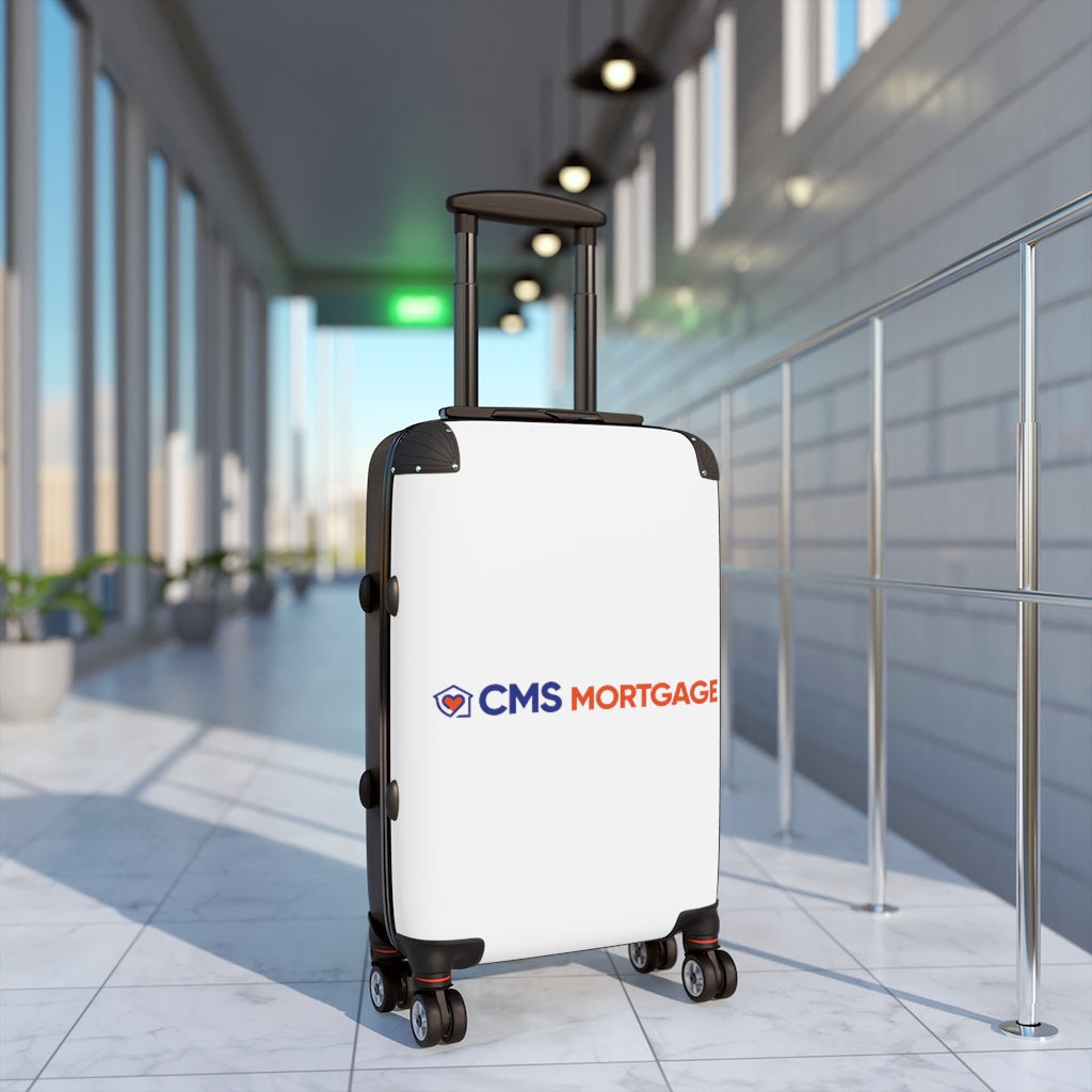 Cabin Suitcase | Simple White With CMS Mortgage Logo